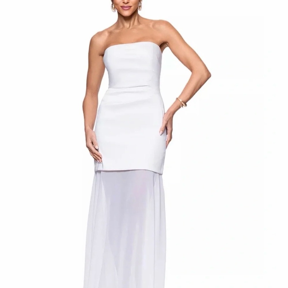 Aqua By Bloomingdales Strapless White Overlay Dress